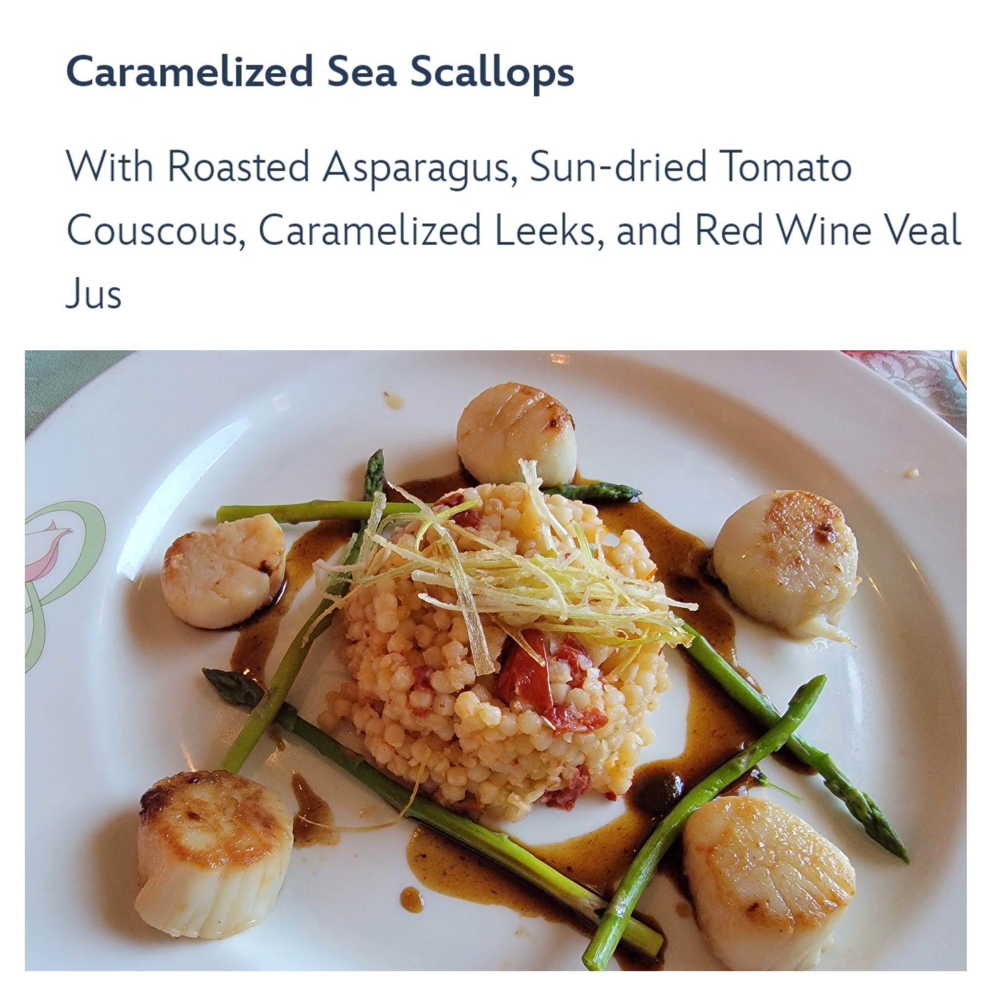 Caramelized sea scallops at Enchanted Garden