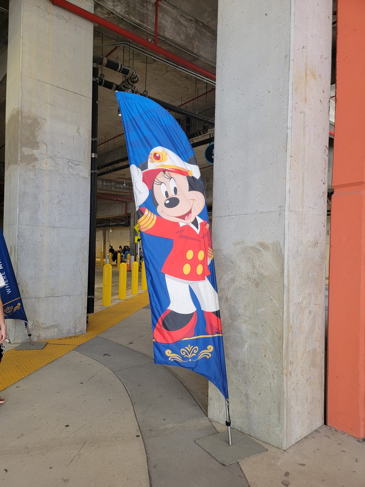 Mickey flag outside the cruise terminal