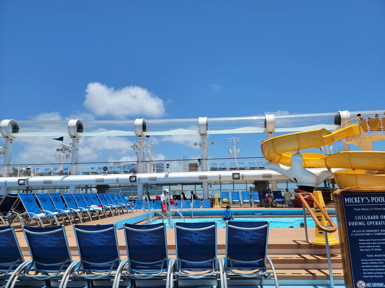 Mickey's Pool and the yellow twisting slide
