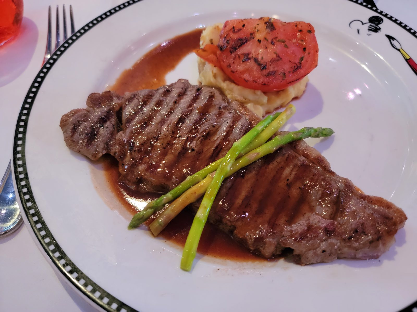 Steak and asparagus at Animator's Palate