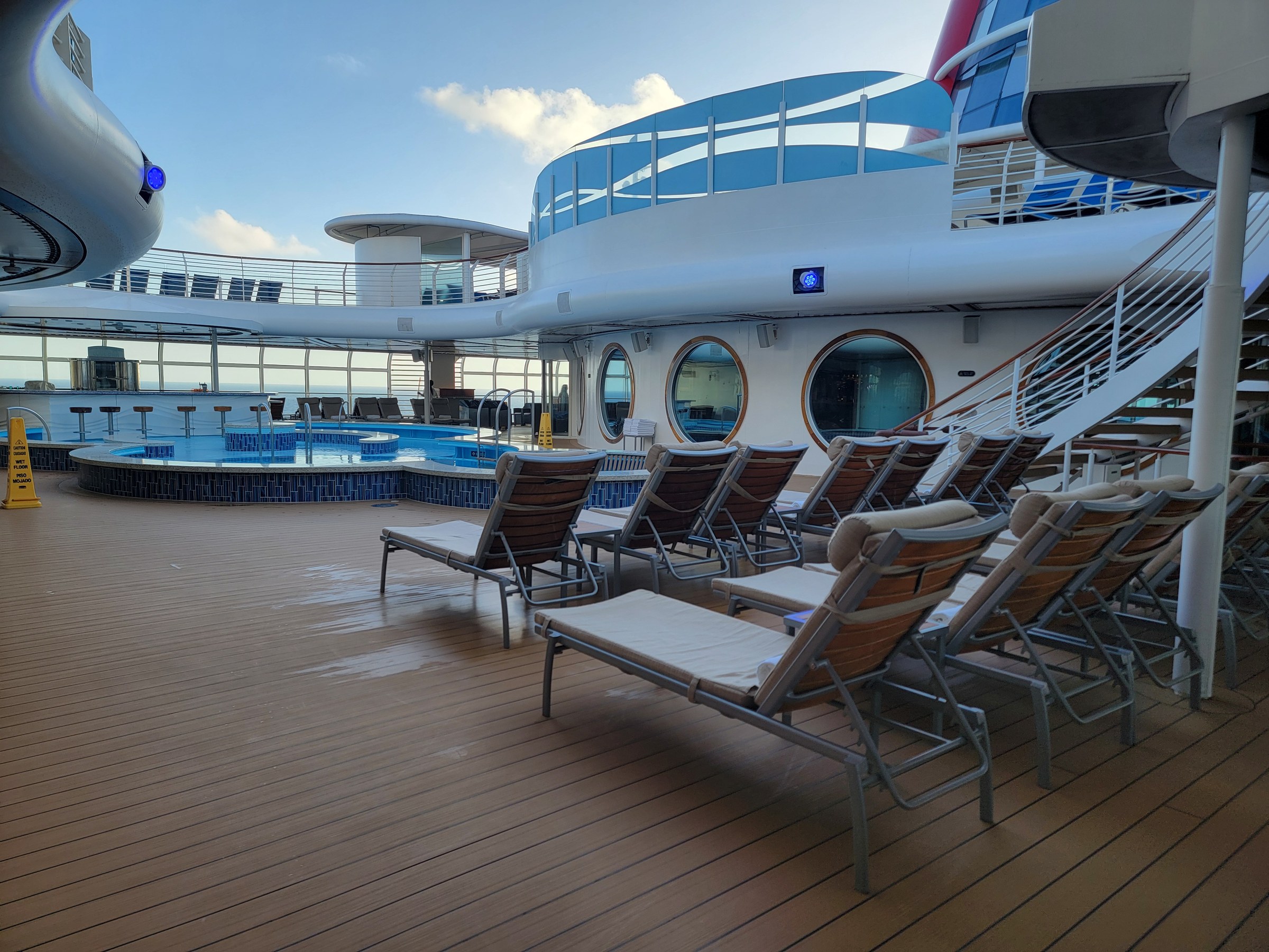 The pool deck first thing in the morning