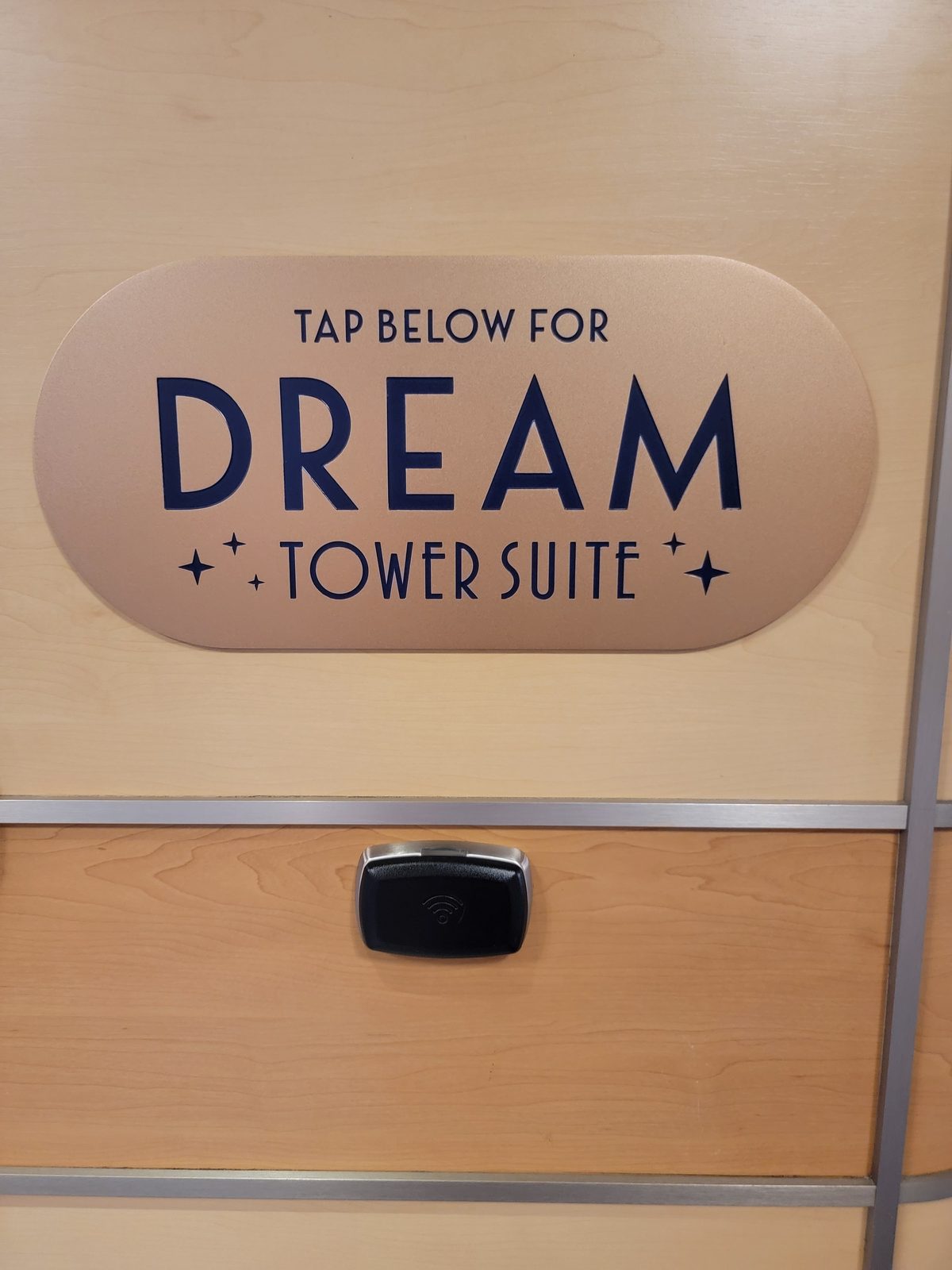 Their stateroom door, Dream Tower Suite