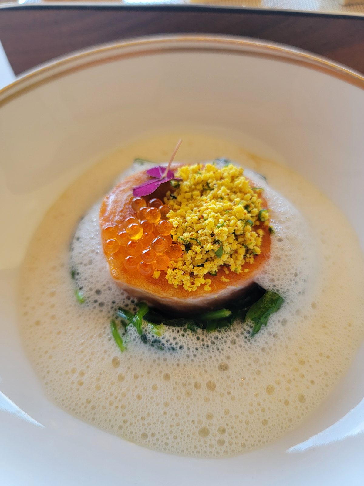 A salmon roe dish at Remy