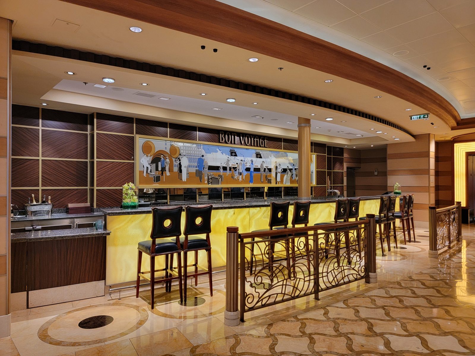 The Bon Voyage bar aboard ship