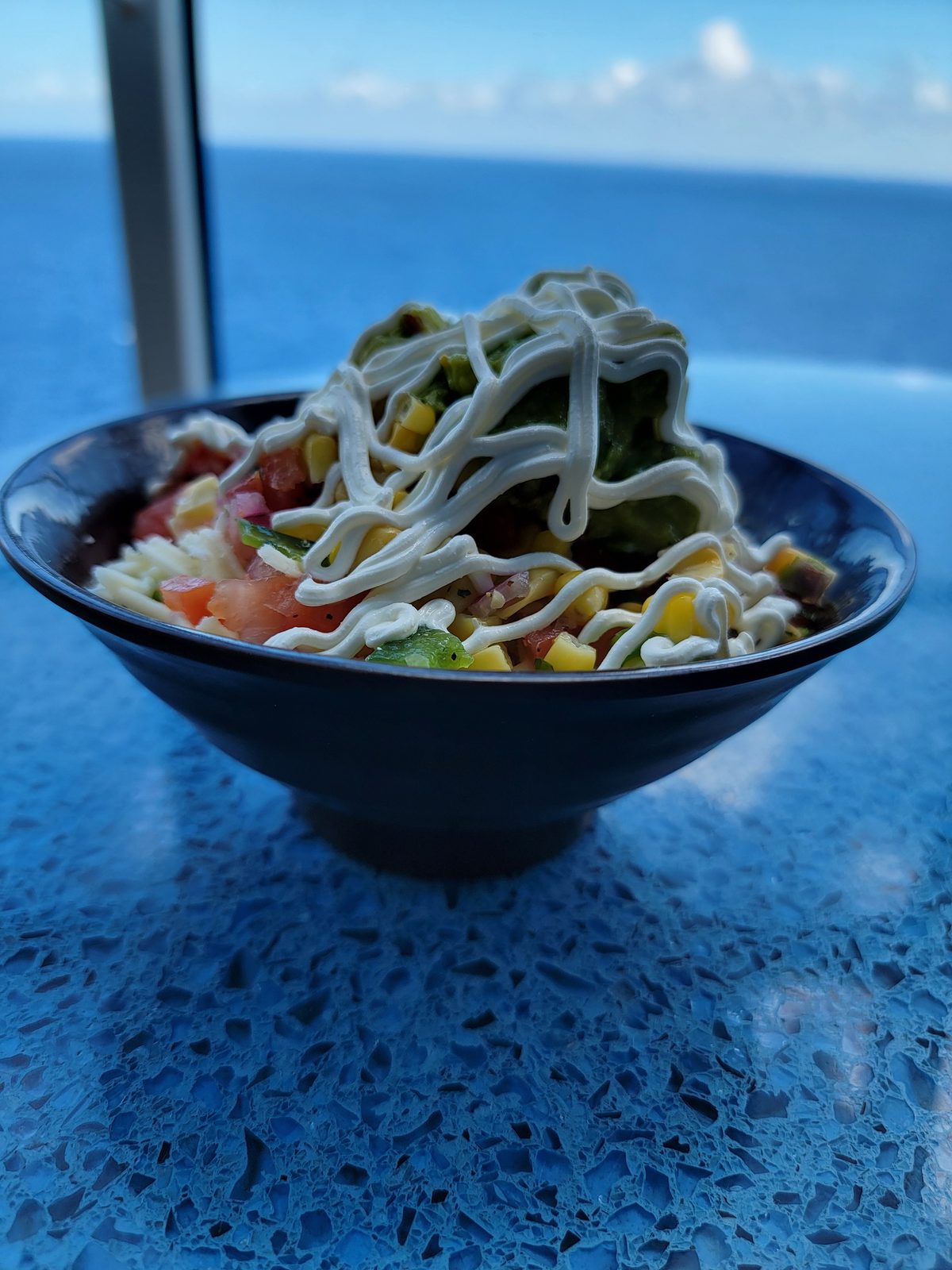 Poke bowl by the pool