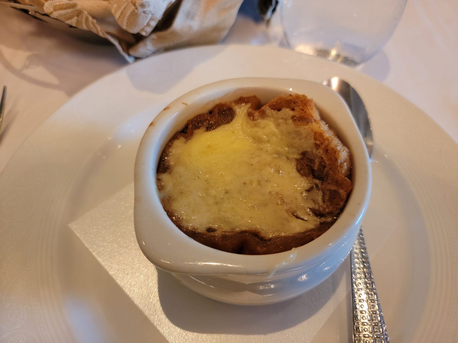 French onion soup at dinner