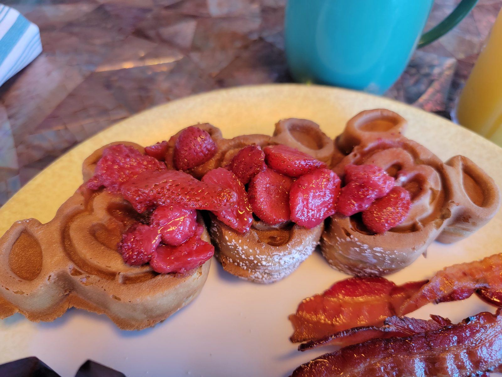 Waffles with strawberries for breakfast