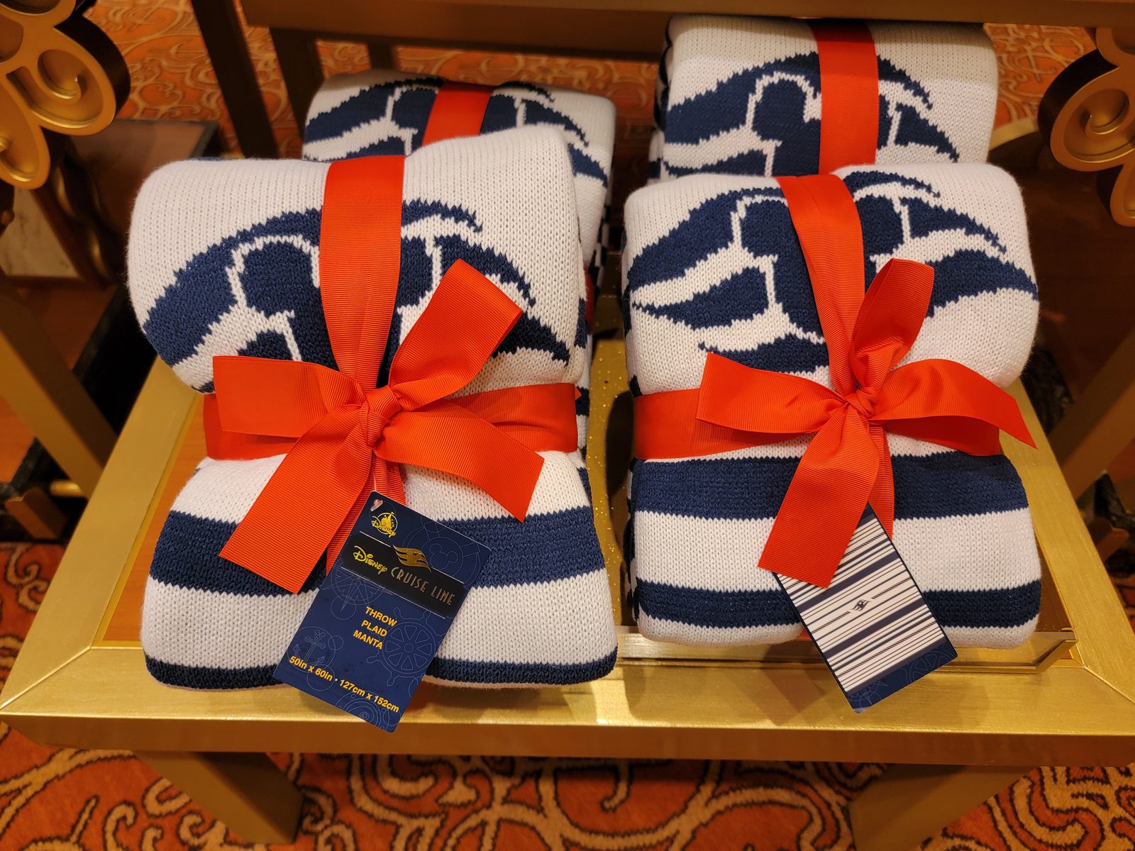 Striped blankets in the ship's shop
