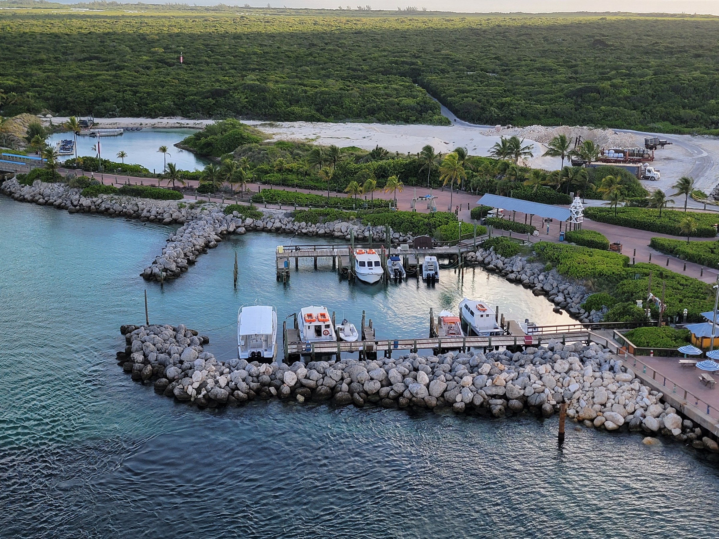 Castaway Cay's little harbor from the ship