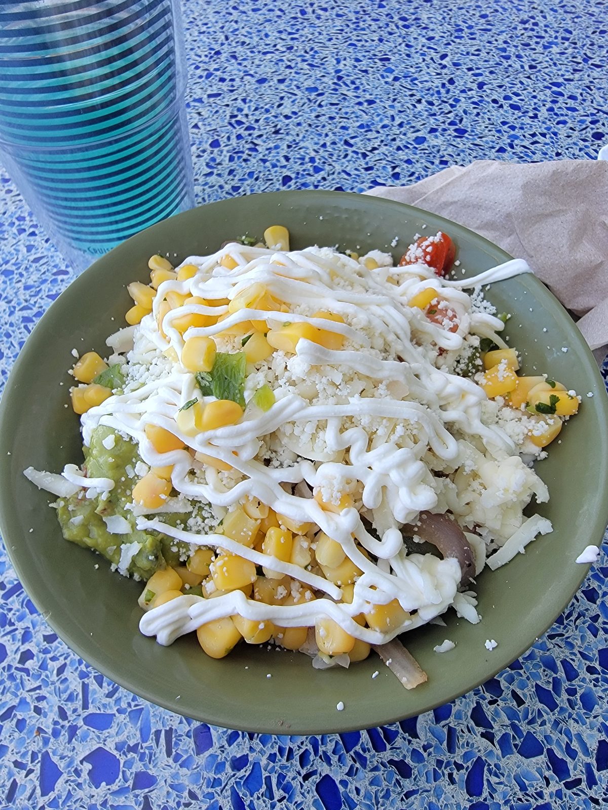 Lunch from Cookie's BBQ at the picnic tables