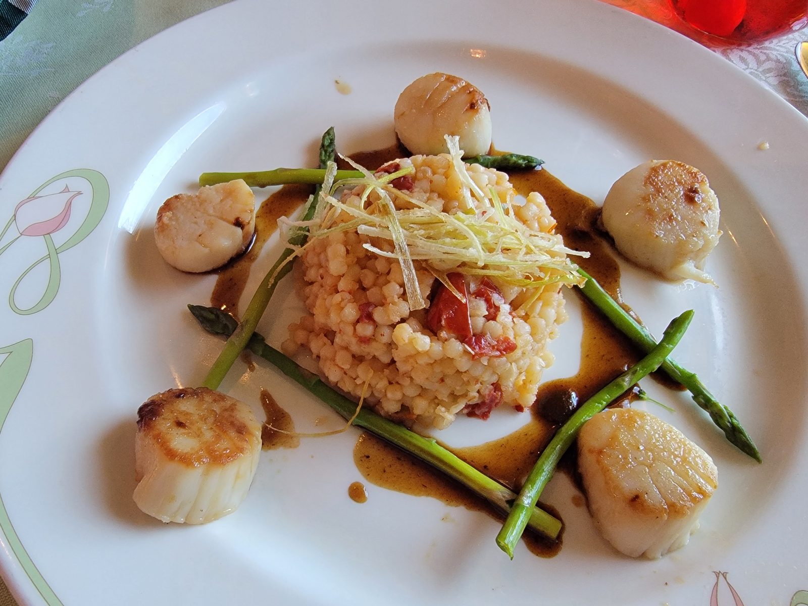Seared scallops at Enchanted Garden