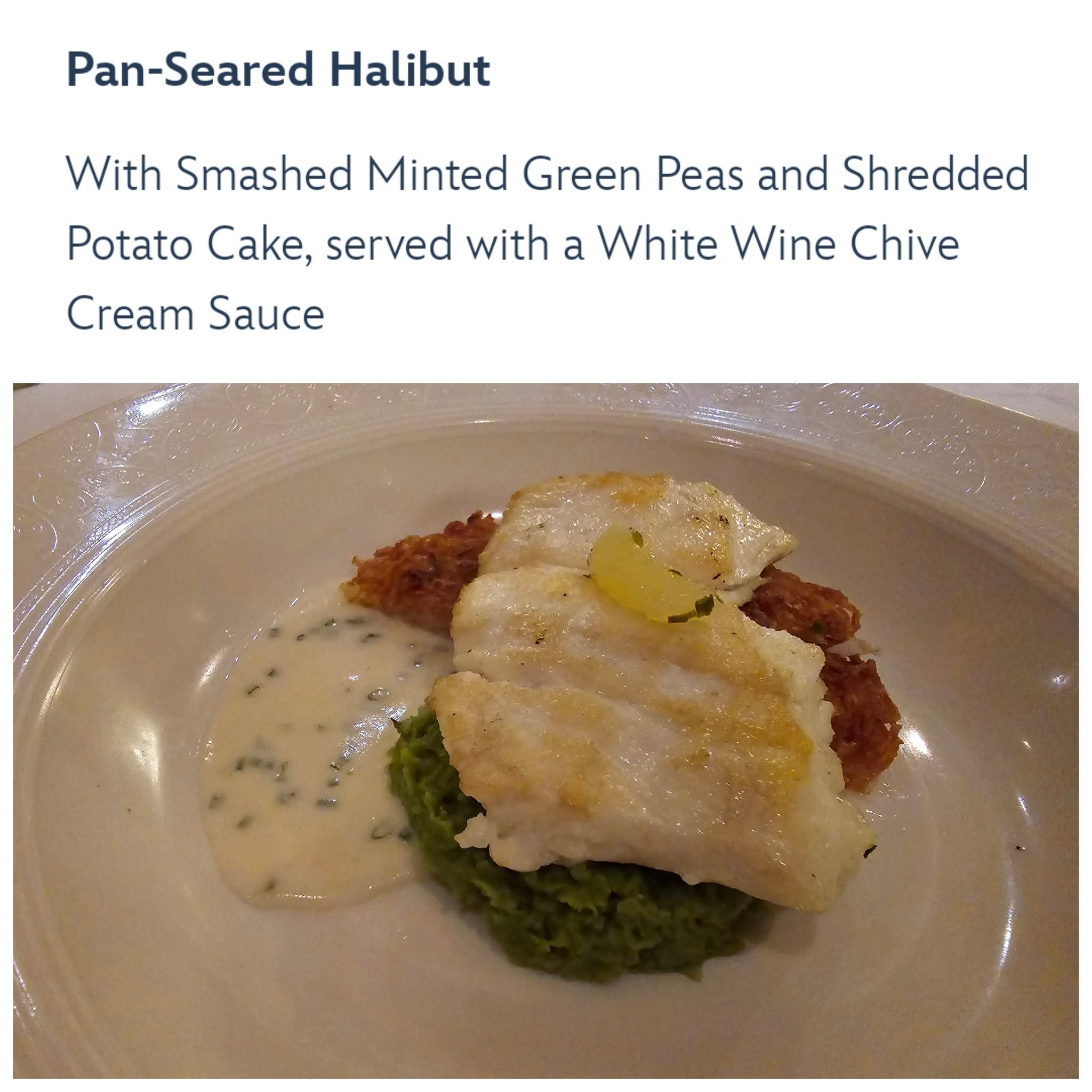 The dry halibut at Lumiere's