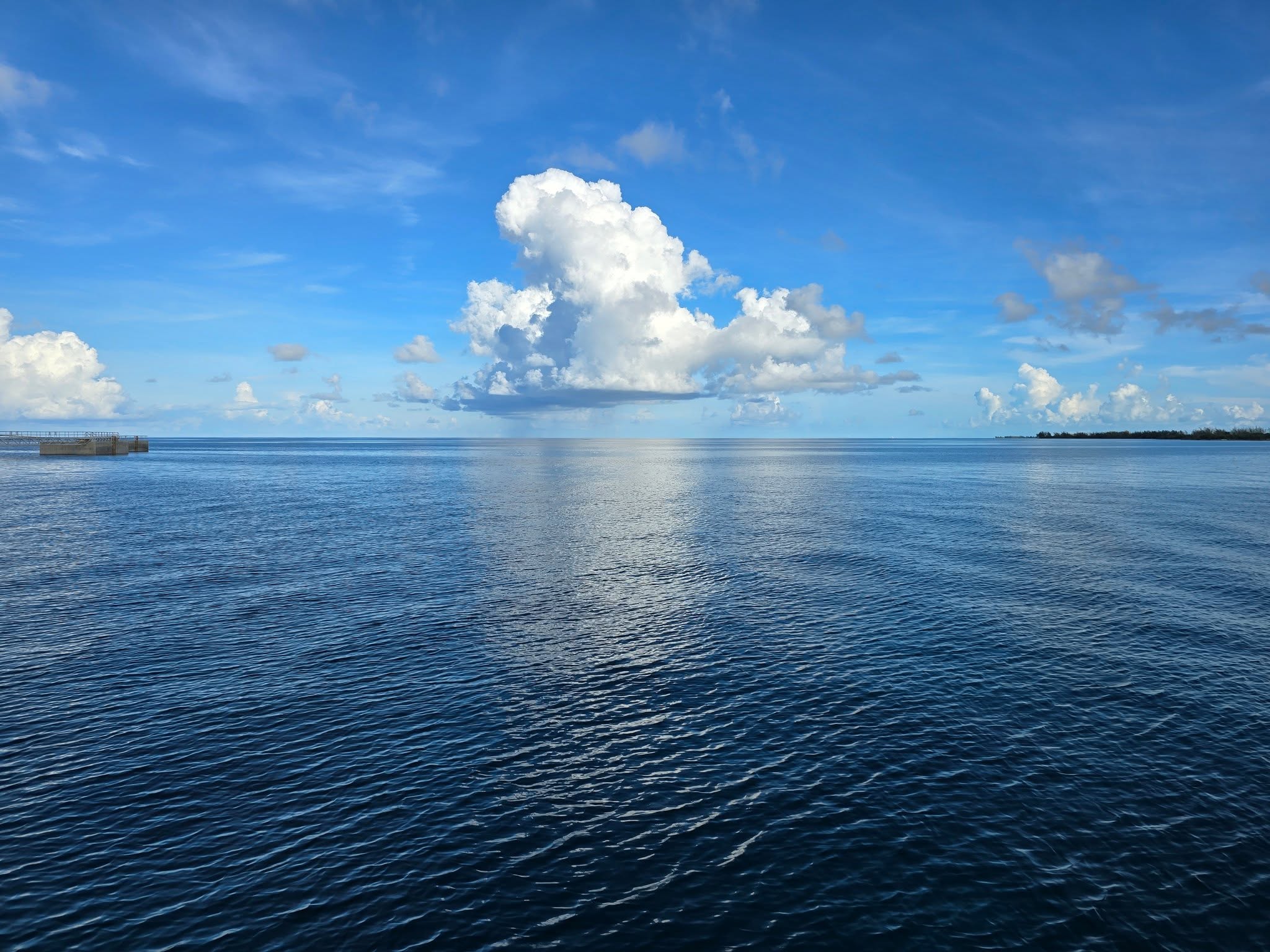 Calm water from the ship off Lookout Cay