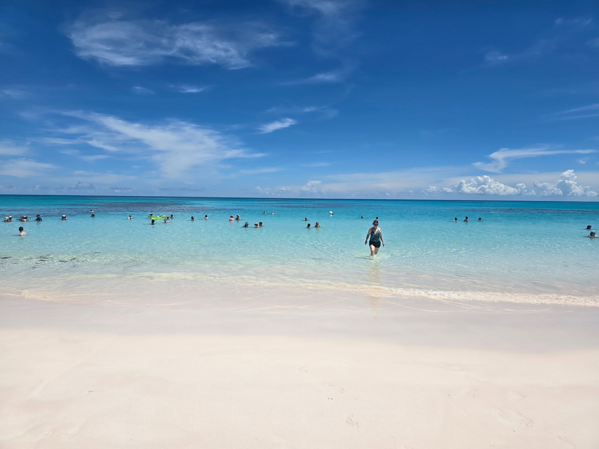 White sand and clear water at Lookout Cay