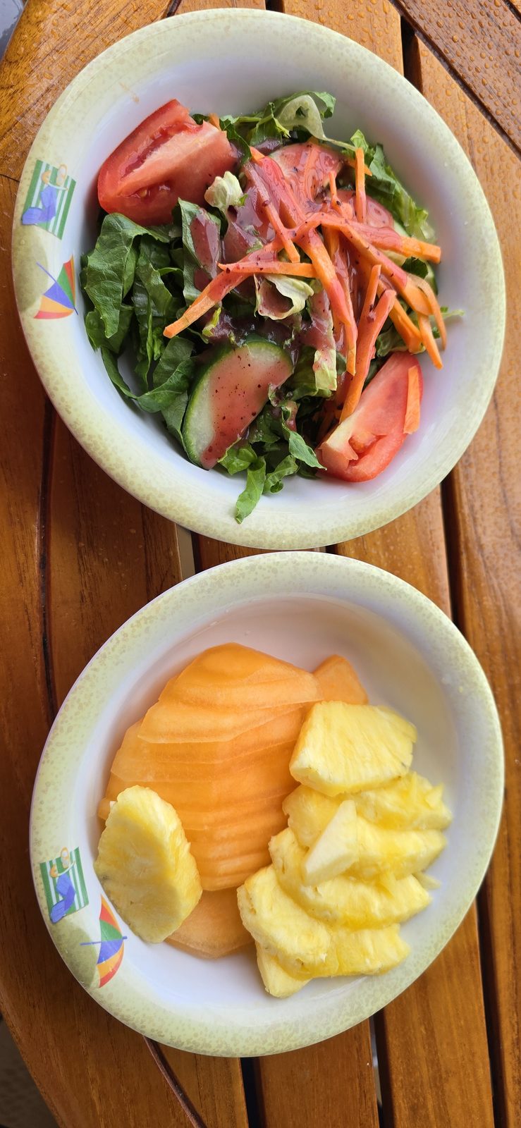 Salad and fruit from Cabanas on the Disney Magic