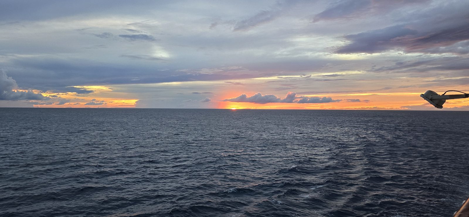 Sunset over the water on our first night