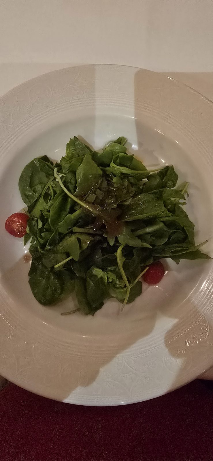 The salad course at dinner