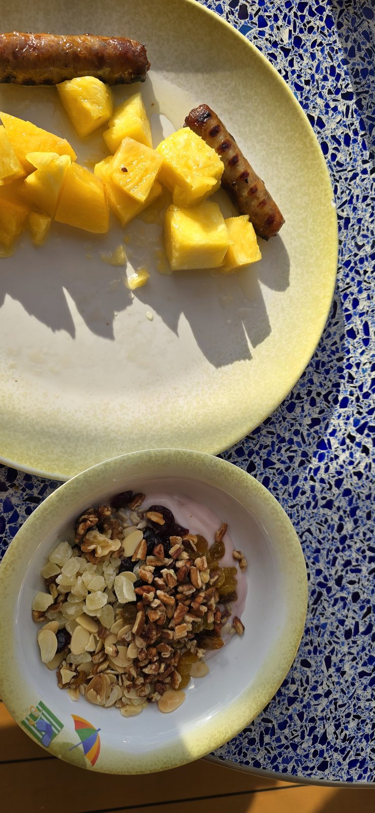 Breakfast of fruit and granola