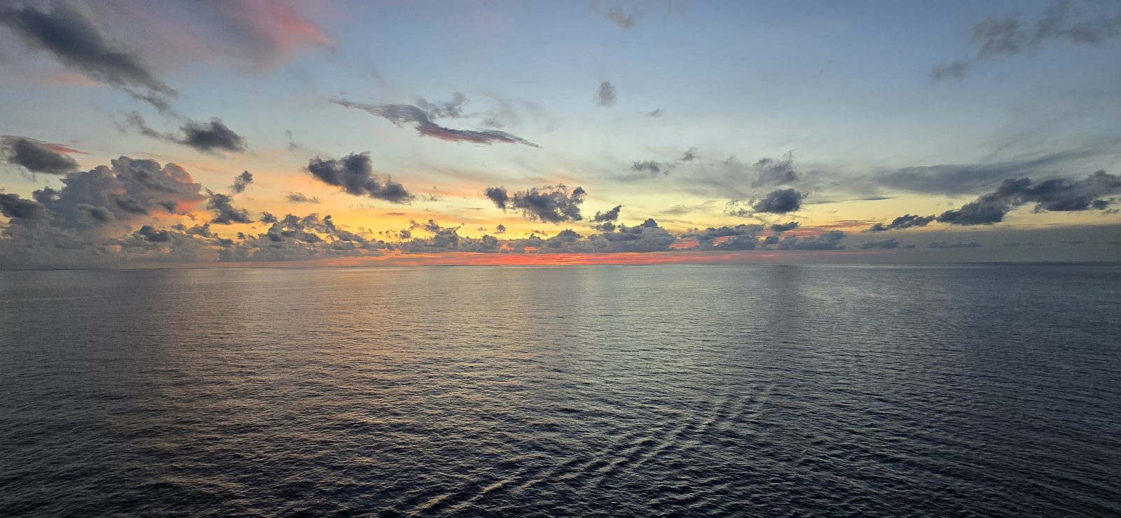 Sunset over the water at Castaway Cay