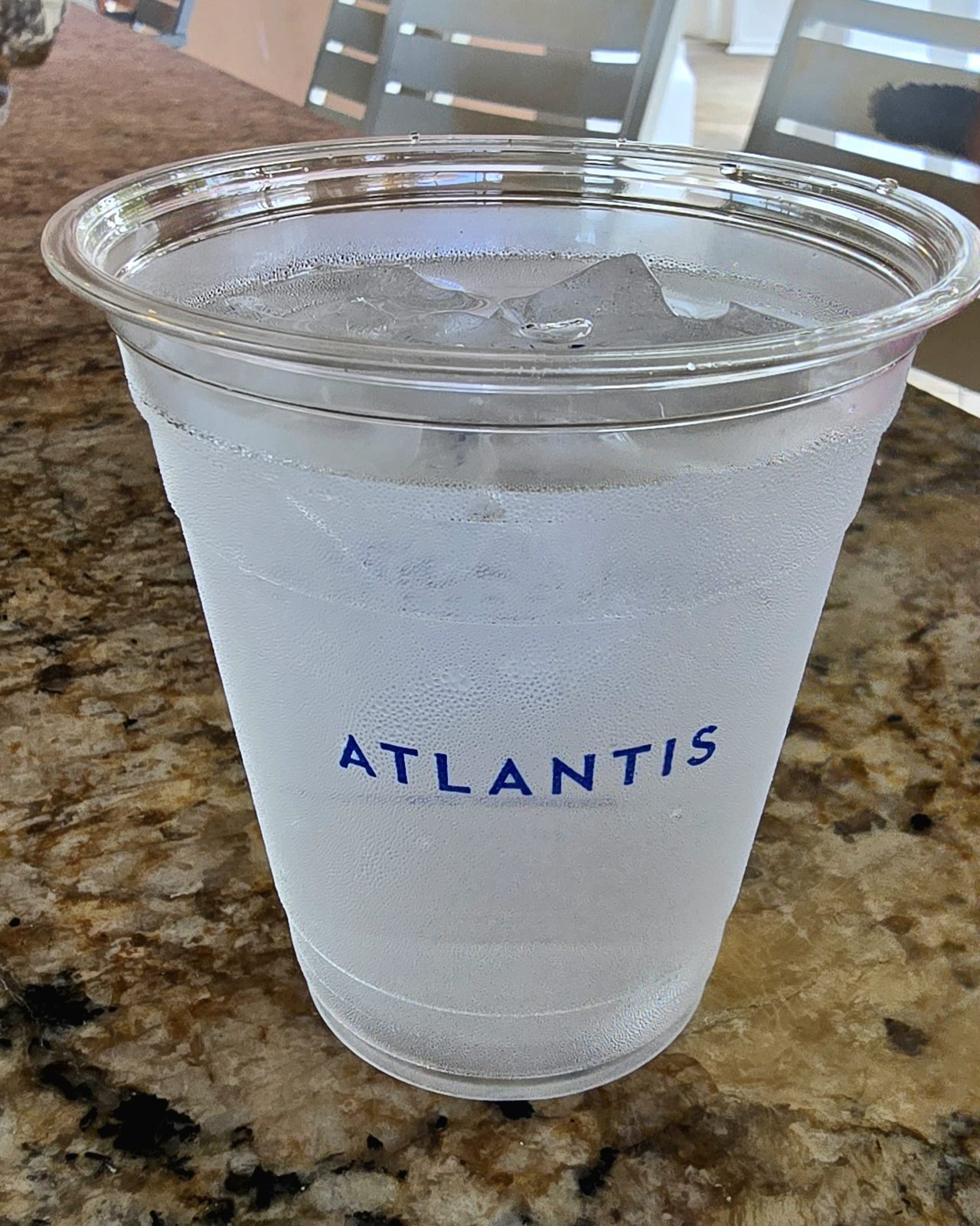 A drink in an Atlantis cup