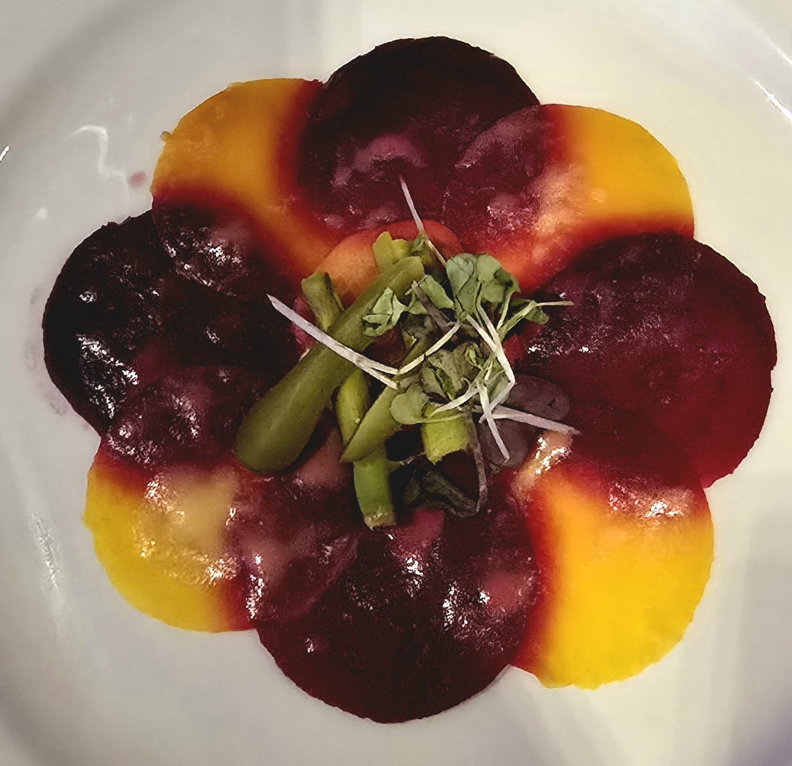 Beet carpaccio at Pirate Night dinner