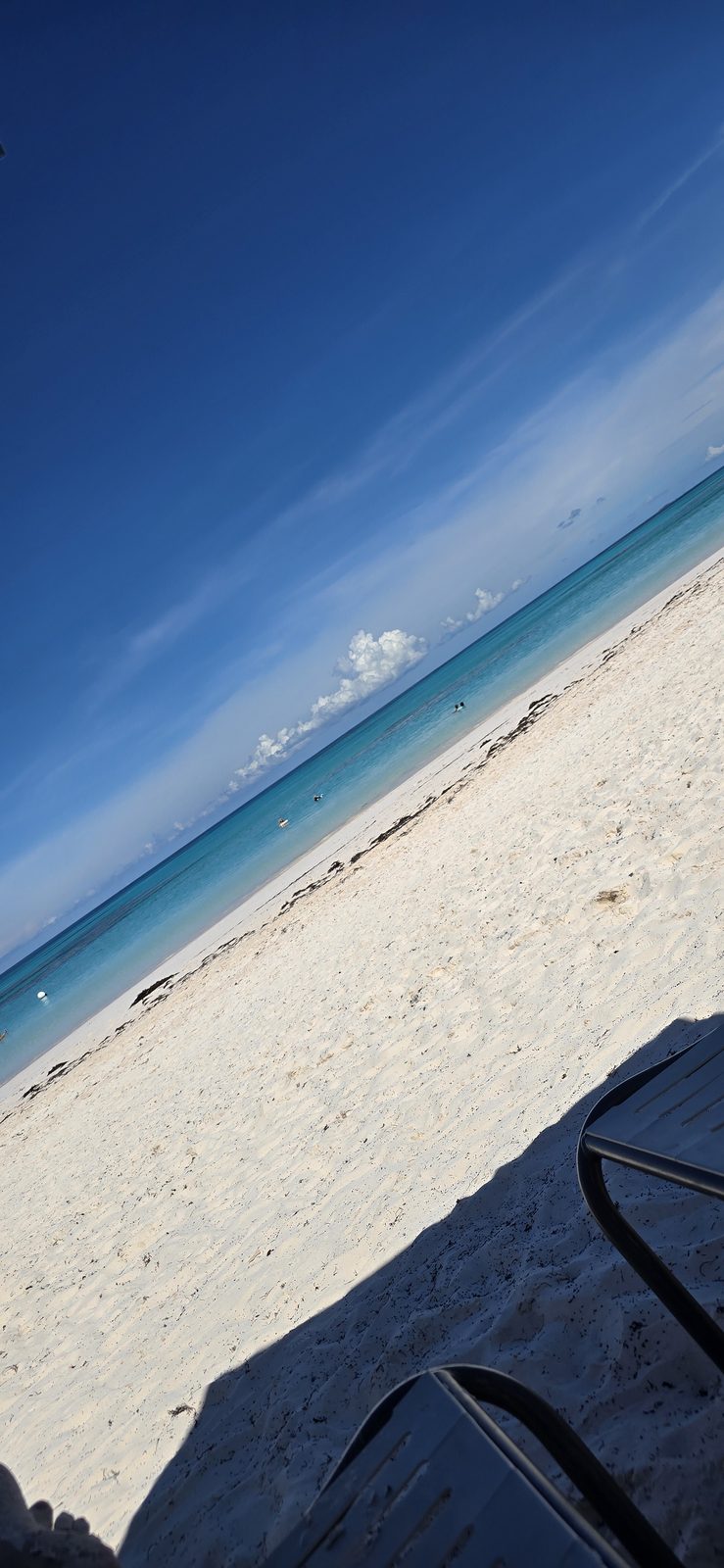 Lounge chairs on the beach at Lookout Cay