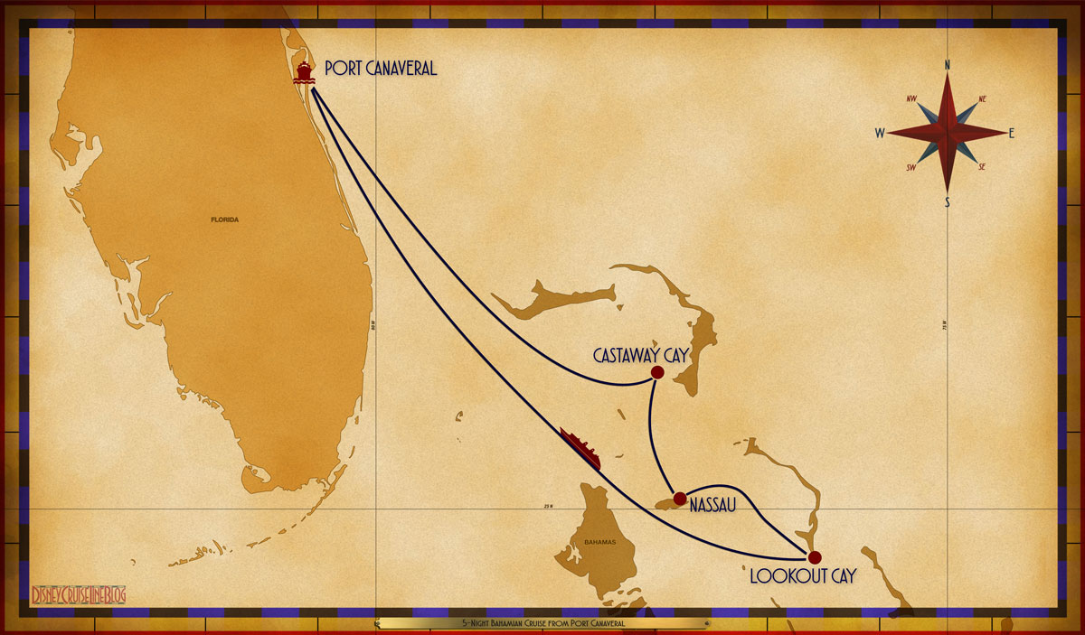 Itinerary map courtesy of DisneyCruiseLineBlog.com