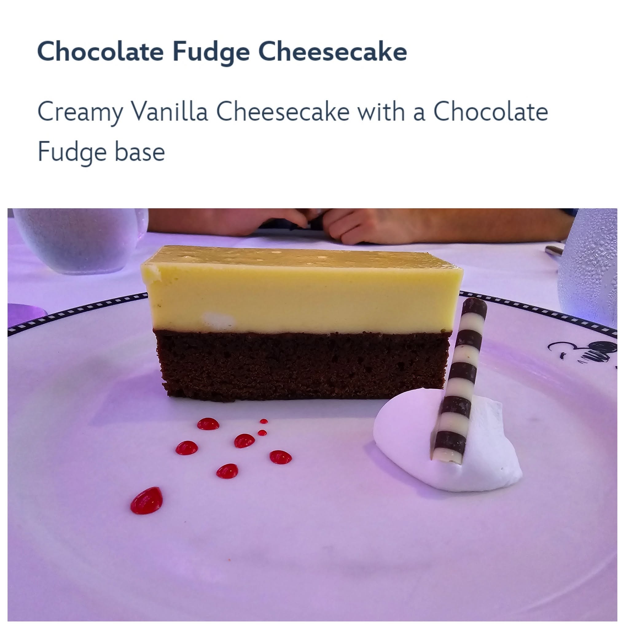 Chocolate fudge cheesecake at Animator's Palate