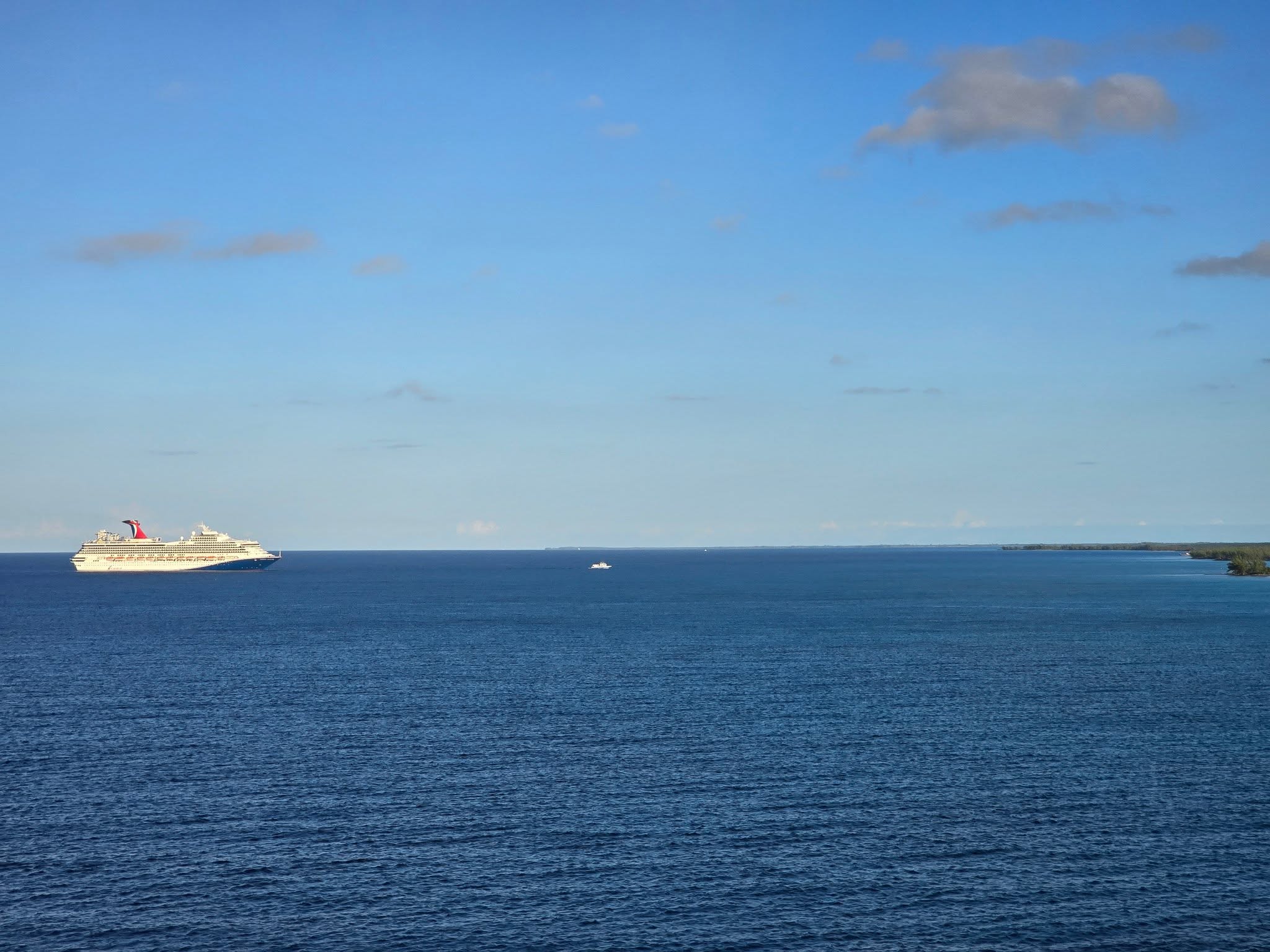 The Carnival Sunrise anchored off Princess Cays