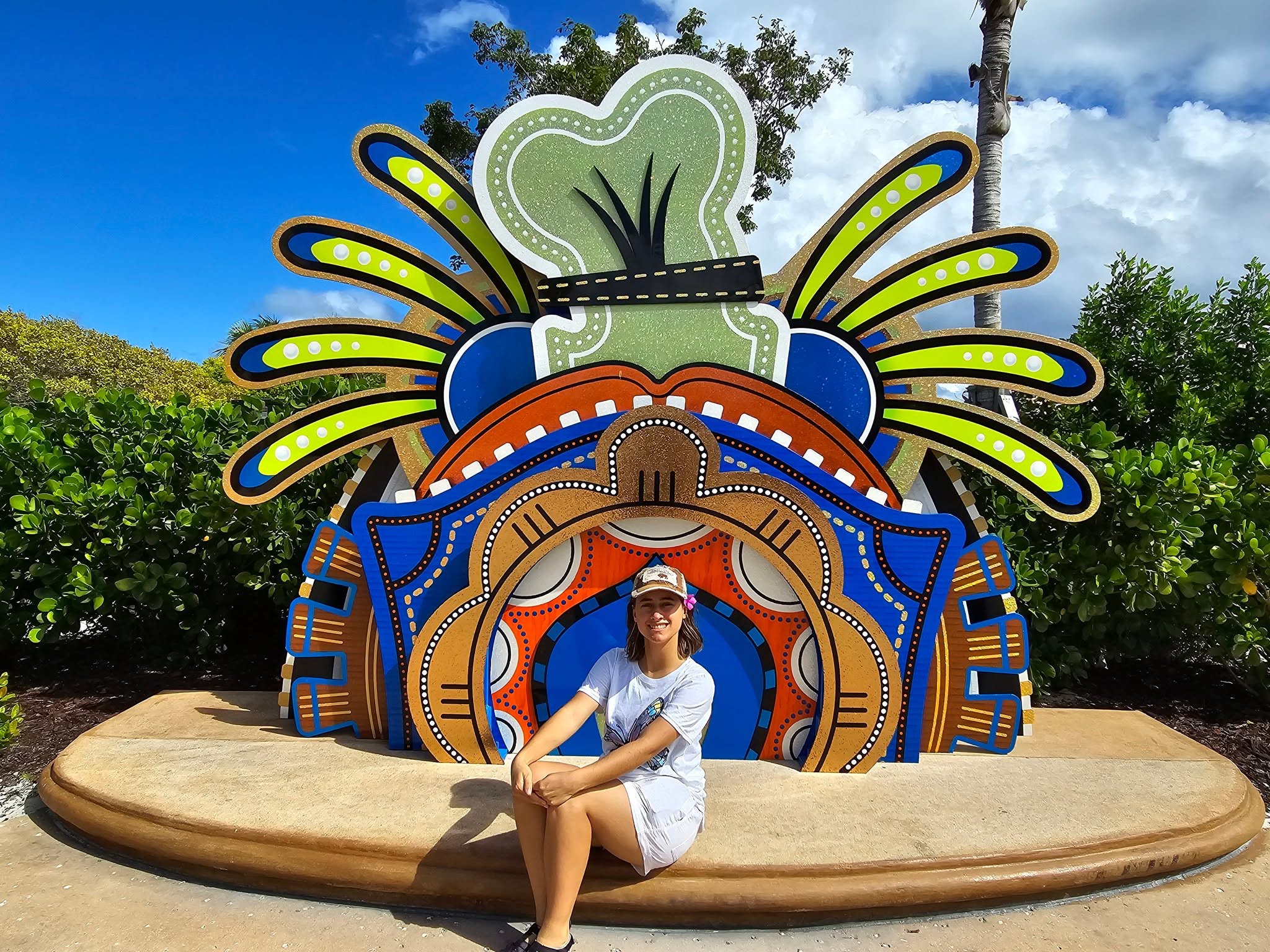 Lisa at another Junkanoo sculpture