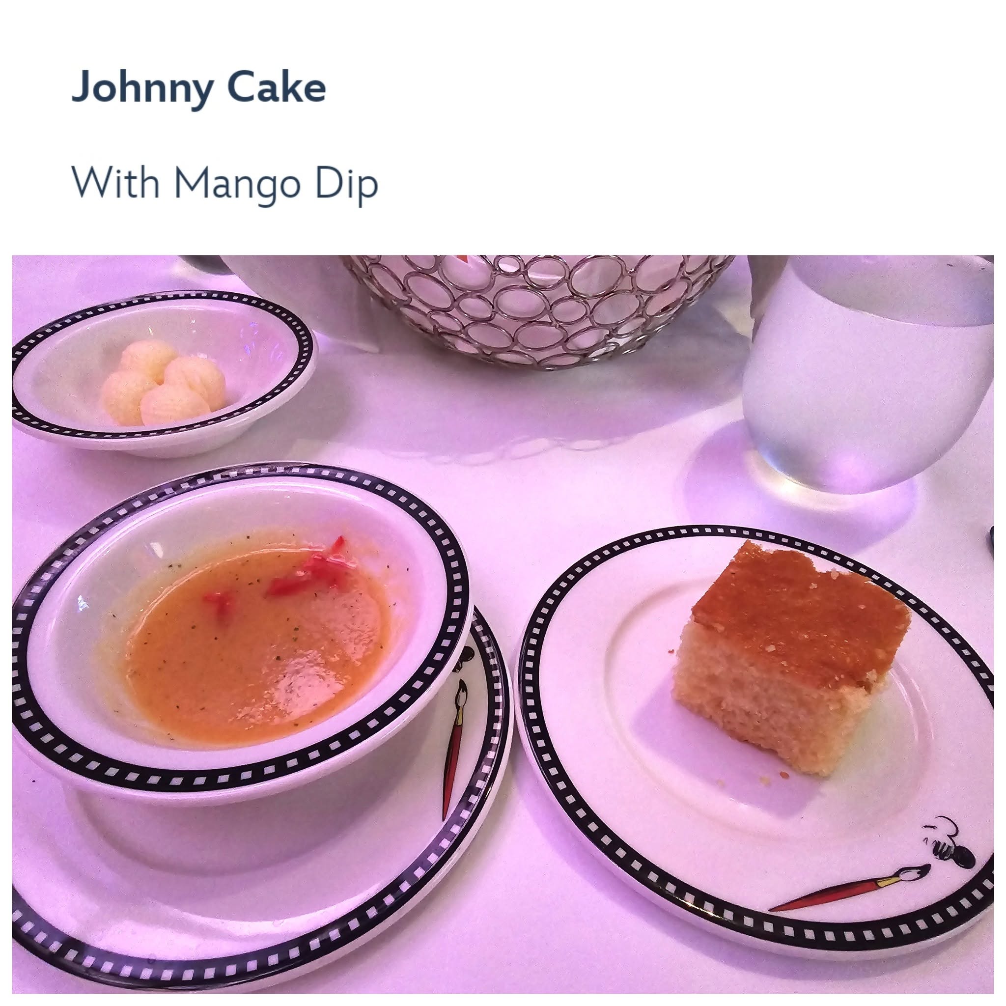 Johnny cake with mango dip on Pirate Night