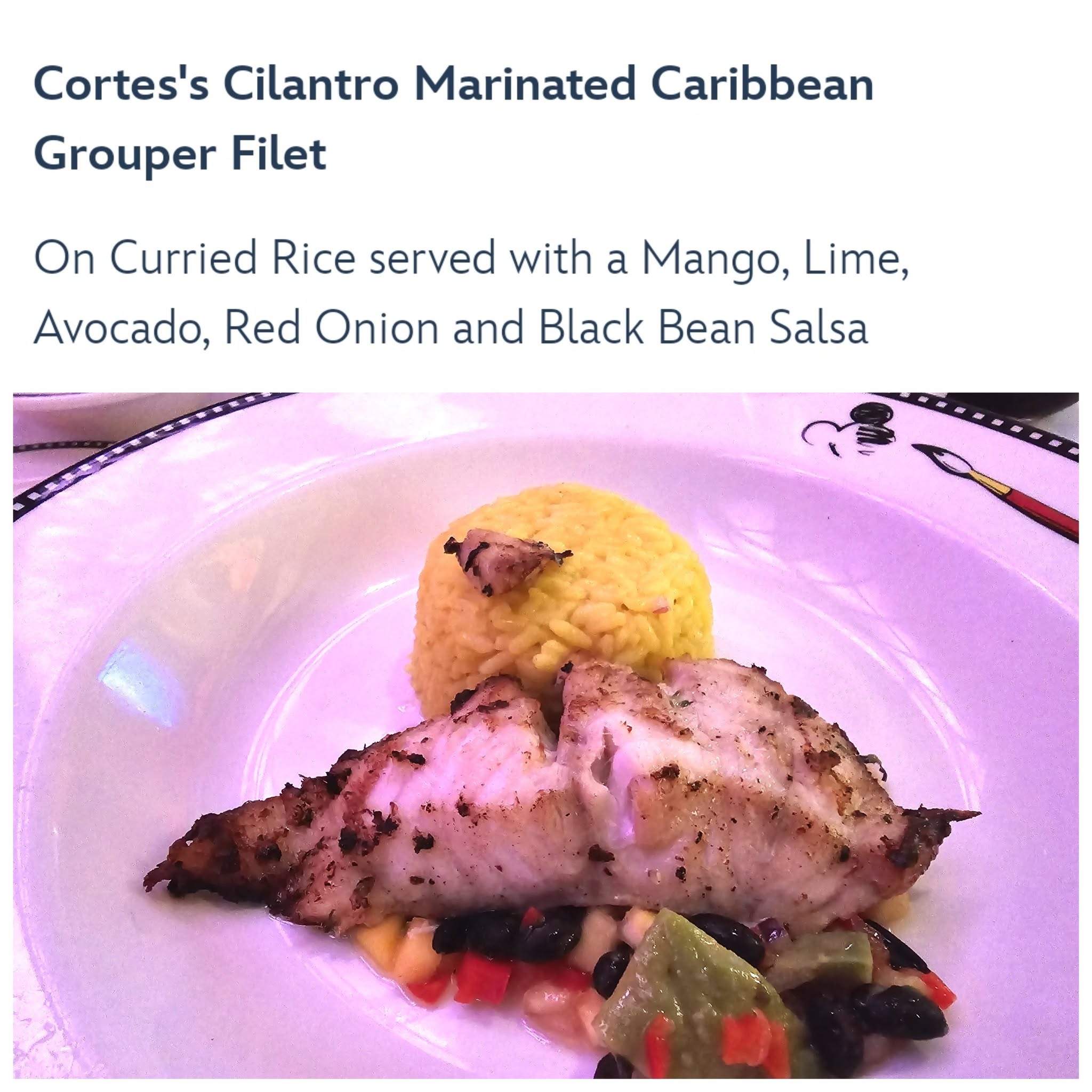 Cilantro marinated Caribbean grouper on Pirate Night