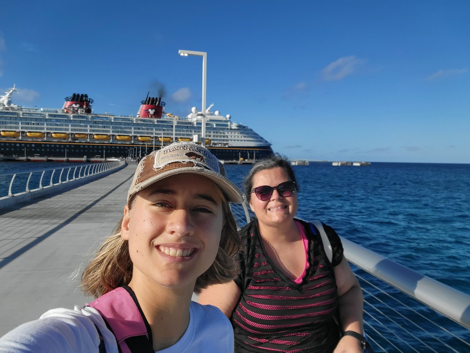 Kathy and Lisa on the pier at Lookout Cay