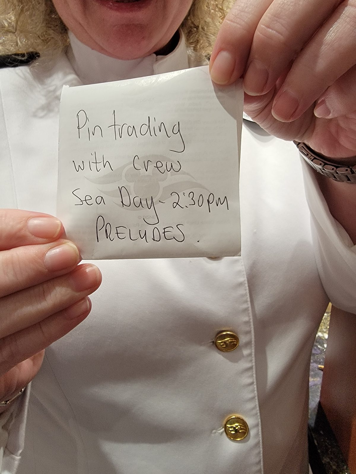 A note about pin trading with Cast Members