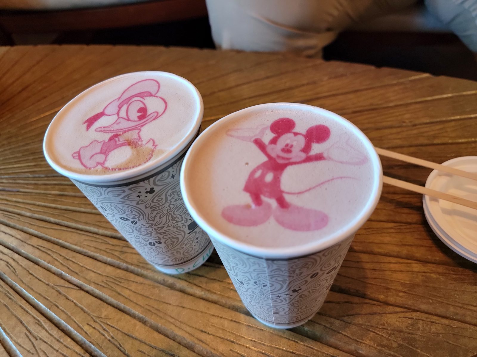 Mickey latte art on board