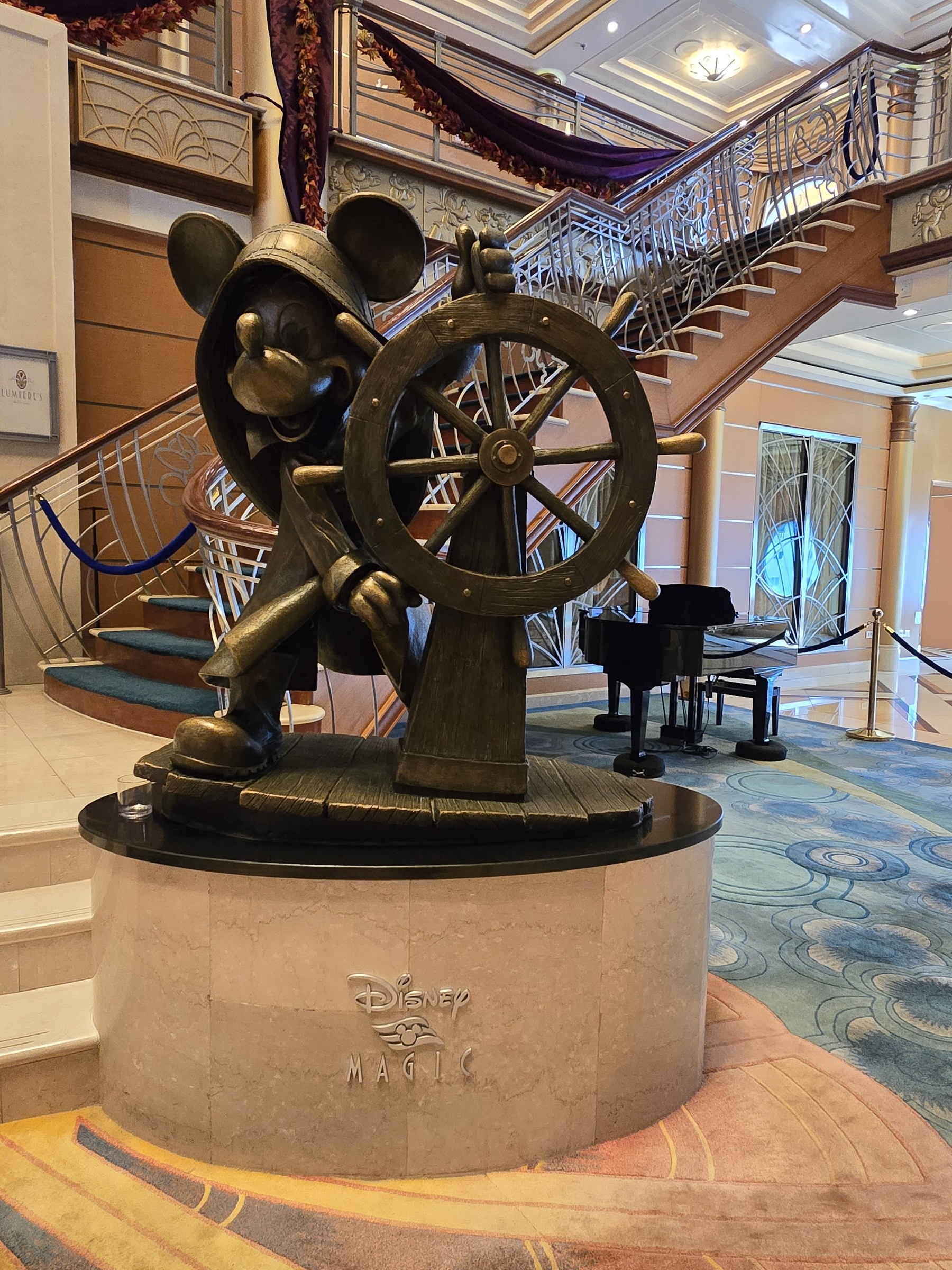 The bronze Mickey at the helm in the atrium