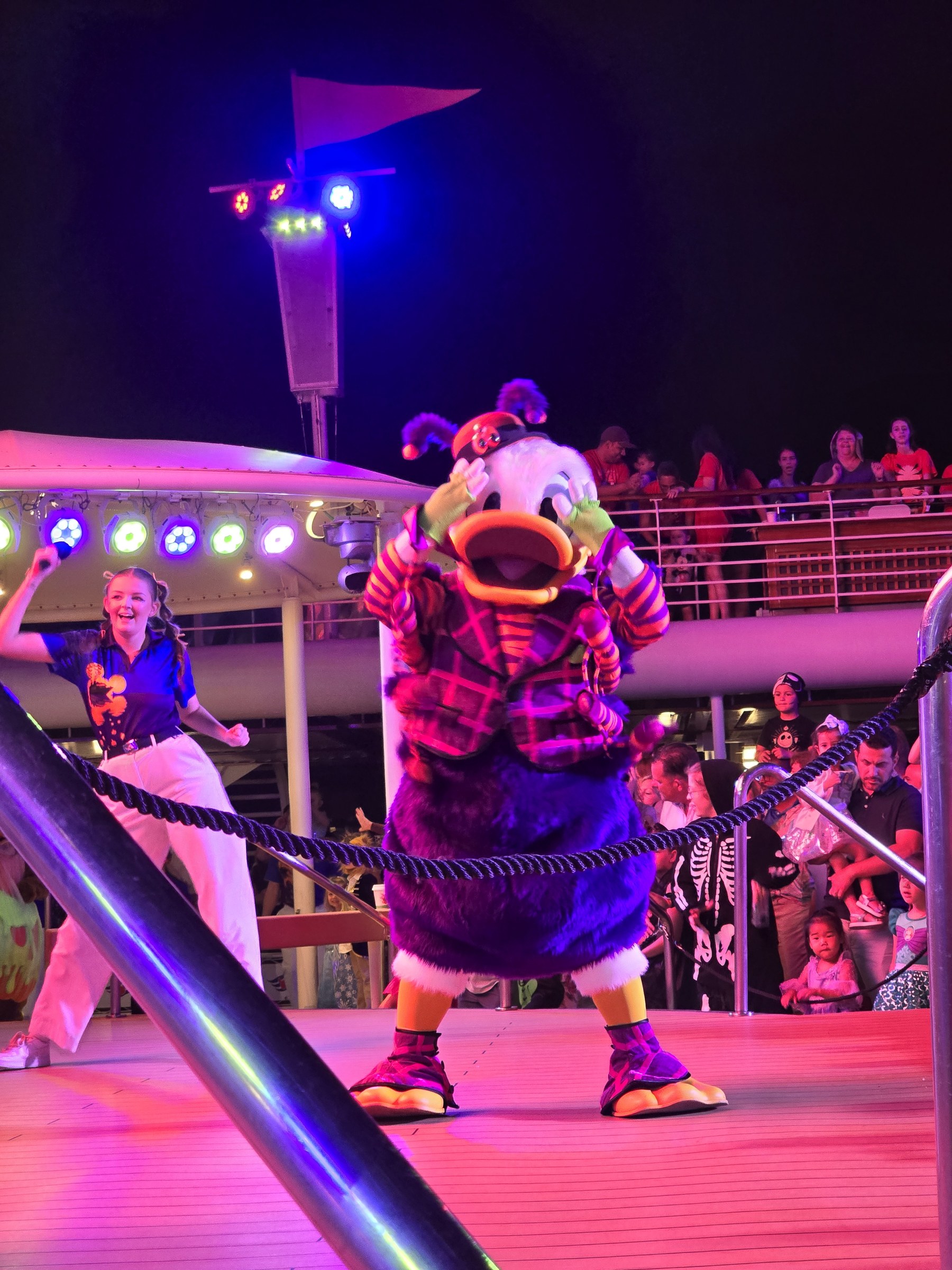 Donald in his Halloween costume at Mickey's Mouse-Querade Party