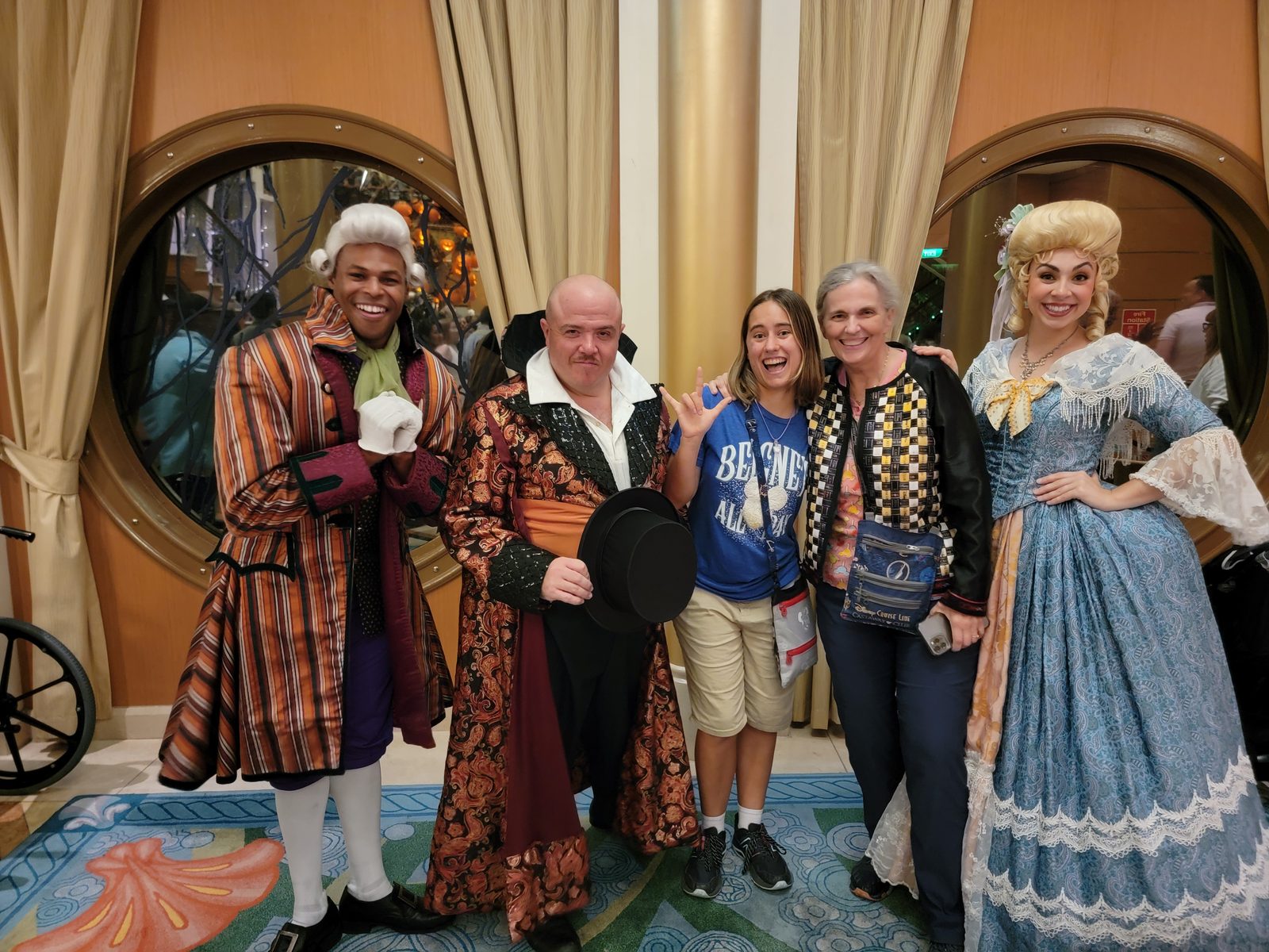 Lisa and LeAnn with characters from the ship