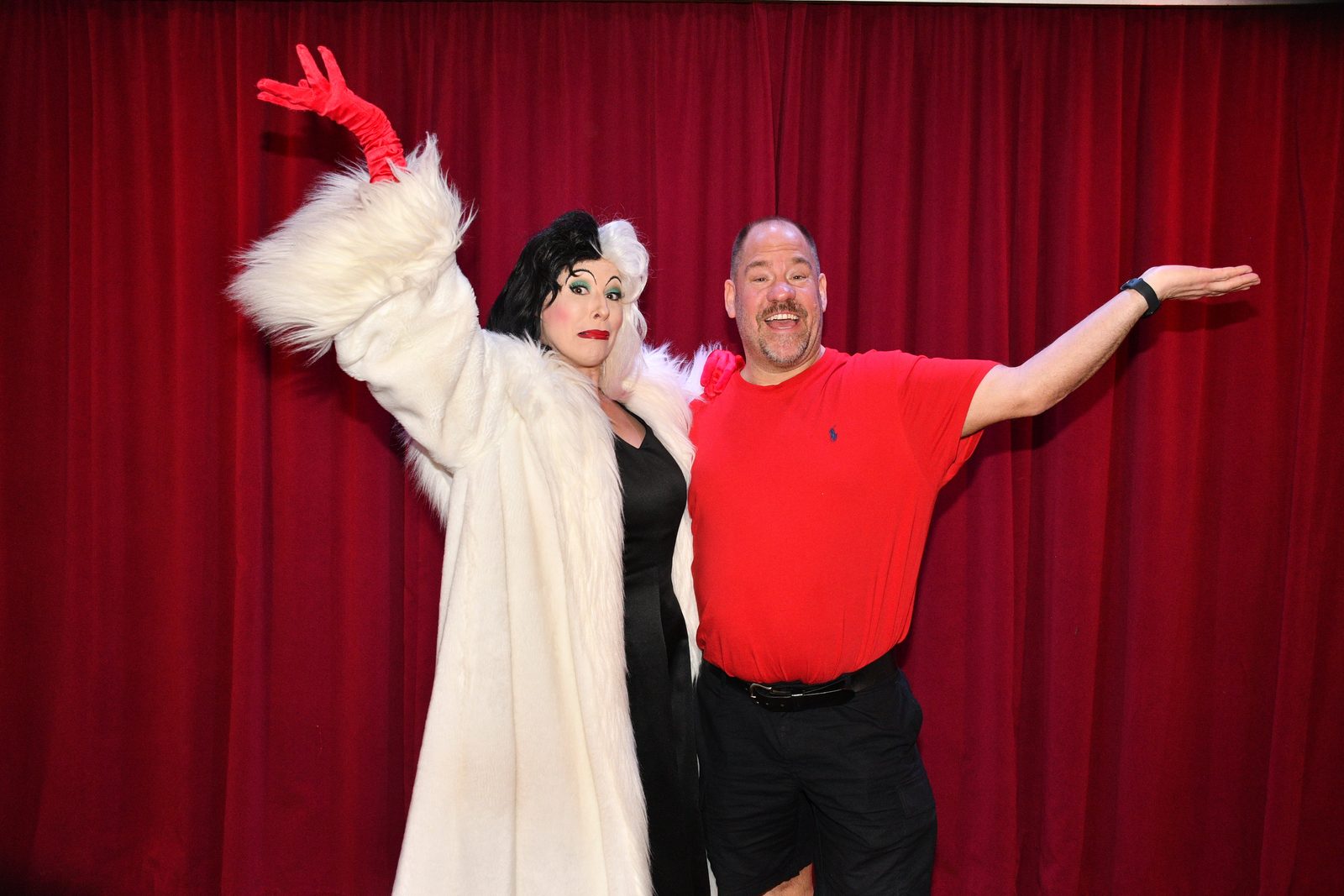 Cruella de Vil and Michael aboard the Disney Destiny