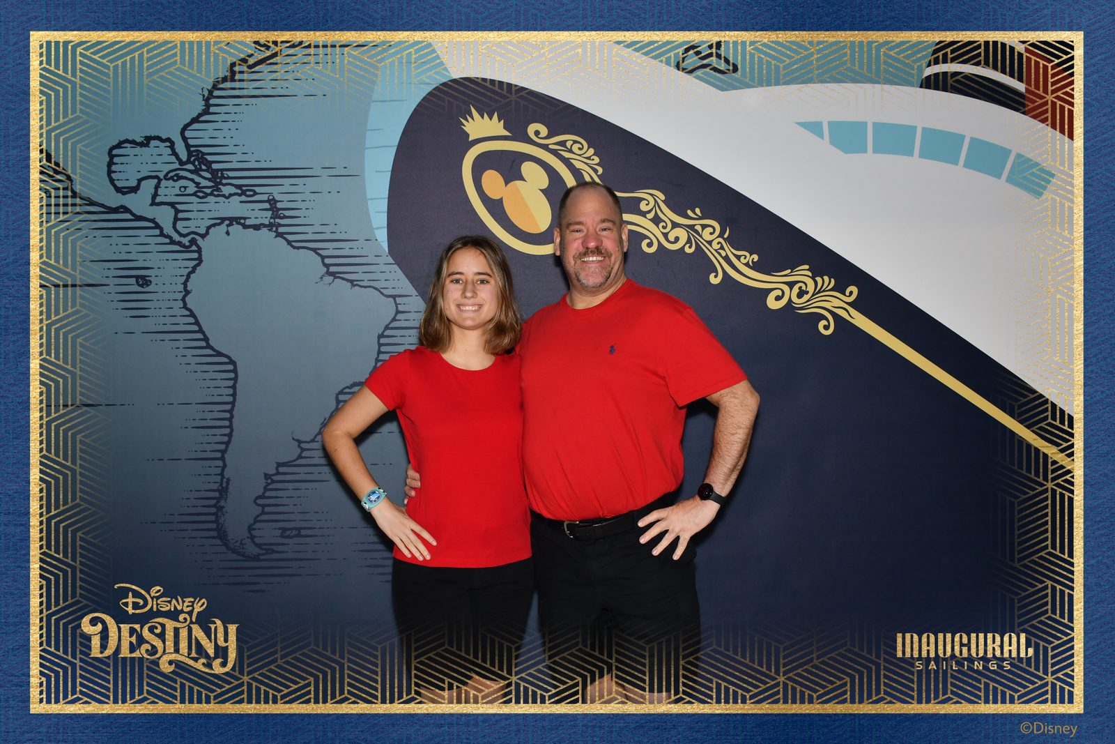 Lisa and Michael at the Destiny backdrop before boarding