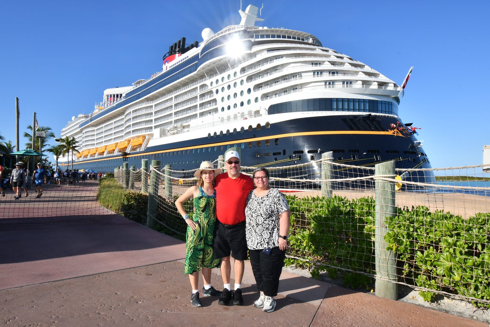 By the ship before heading onto the island