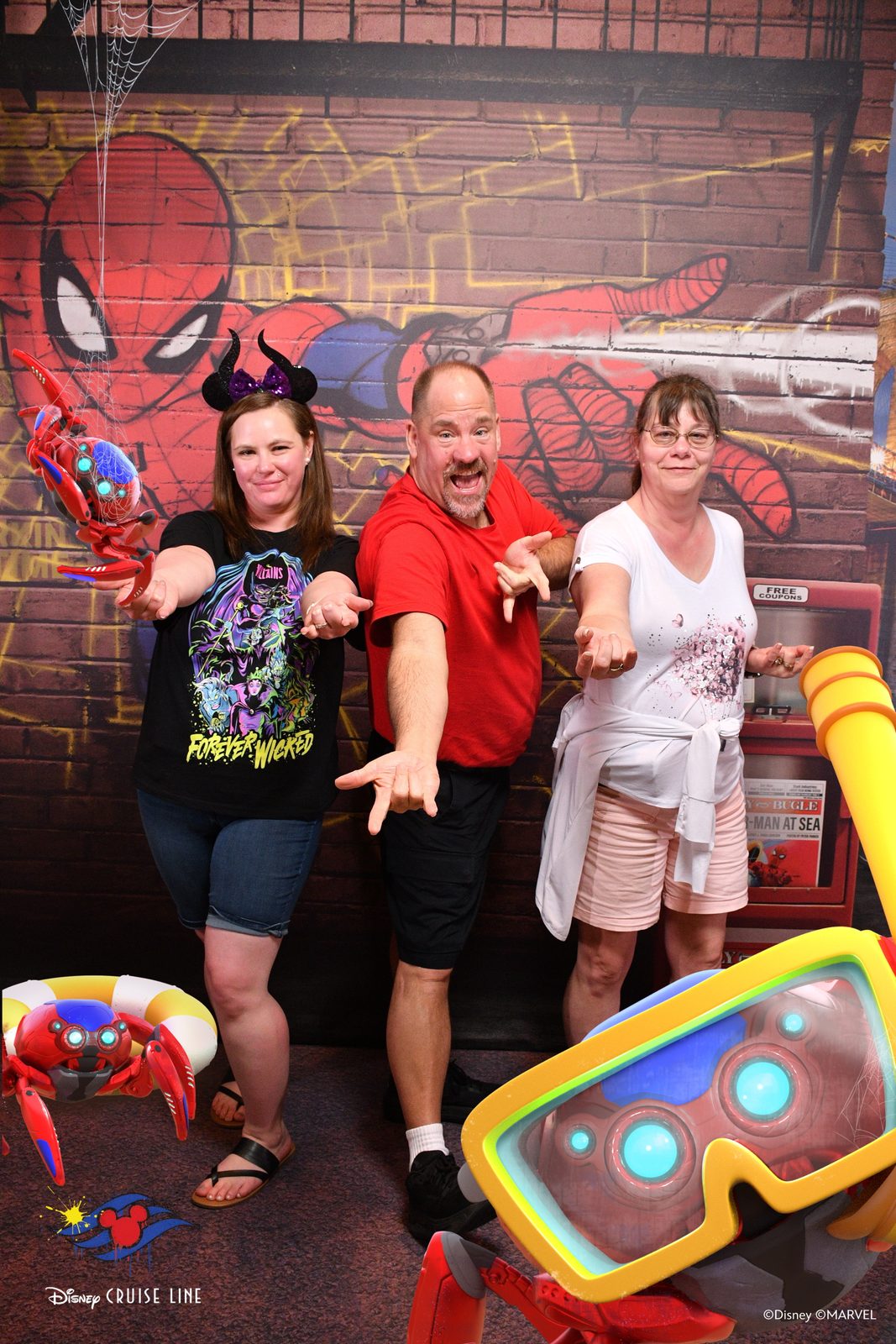 Michelle and Michael at the Spider-Man wall on the Destiny
