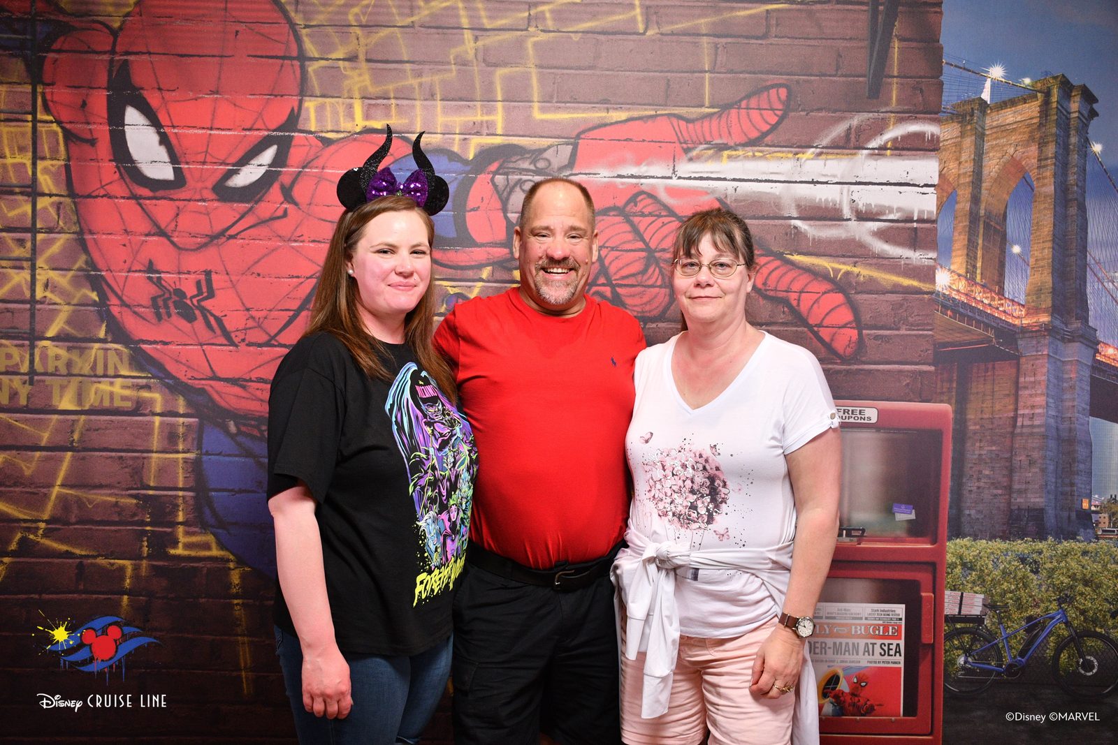Michelle and Michael at the Spider-Man wall on the Destiny