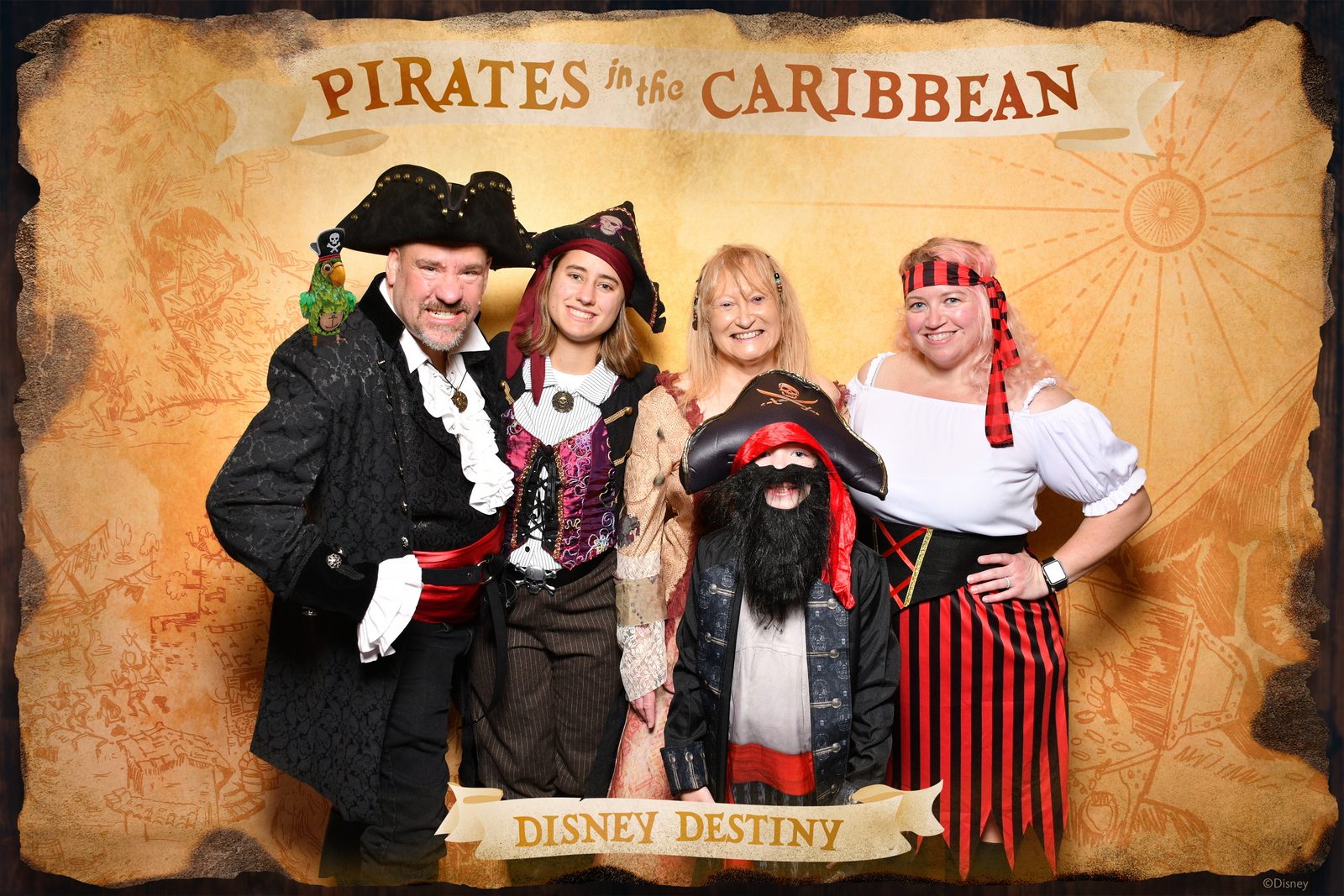 The whole crew dressed up for Pirate Night