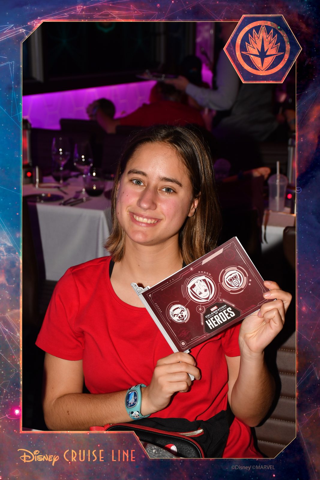 Lisa with our trading cards from Worlds of Marvel