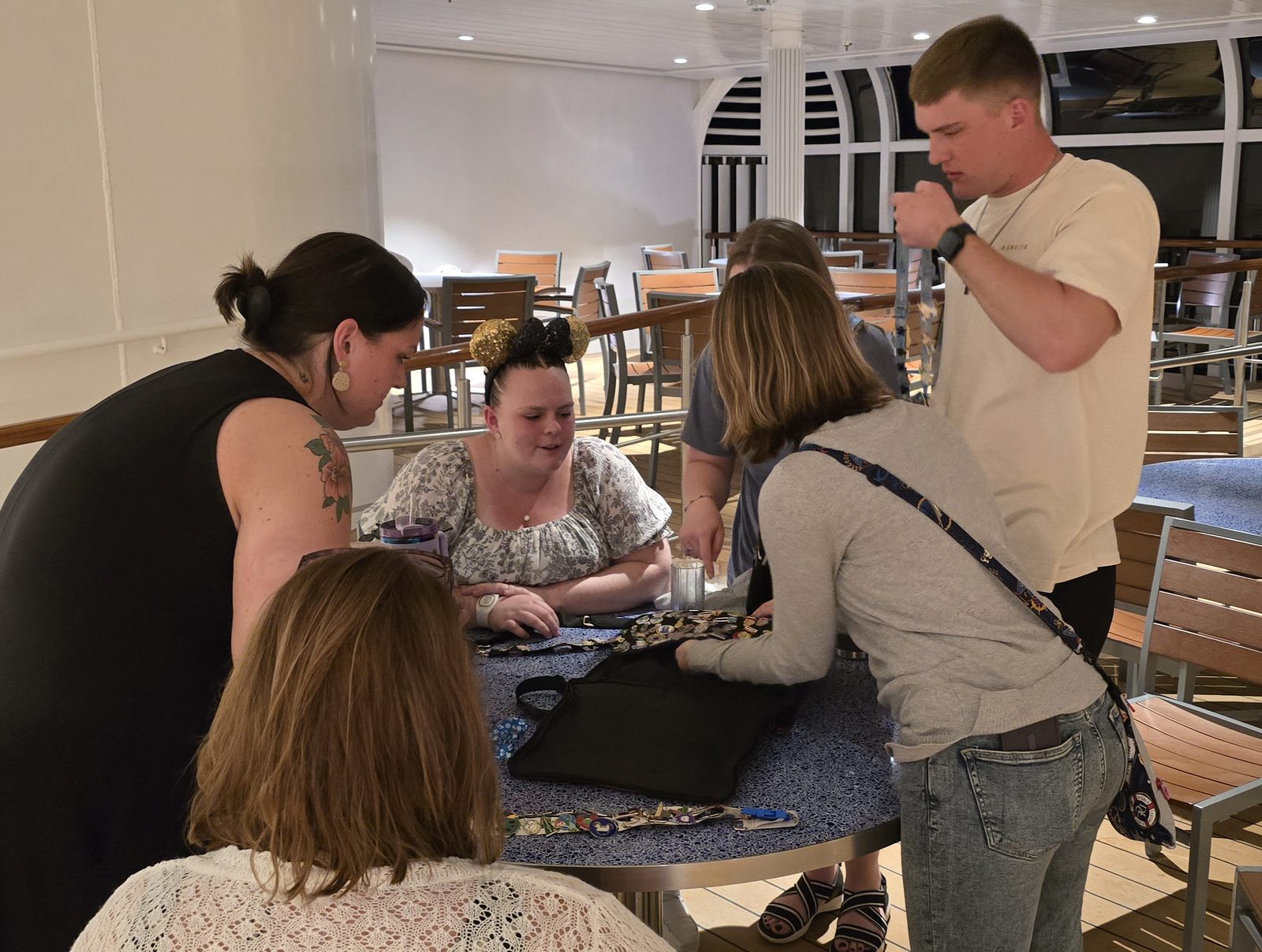 Friends gather for pin trading