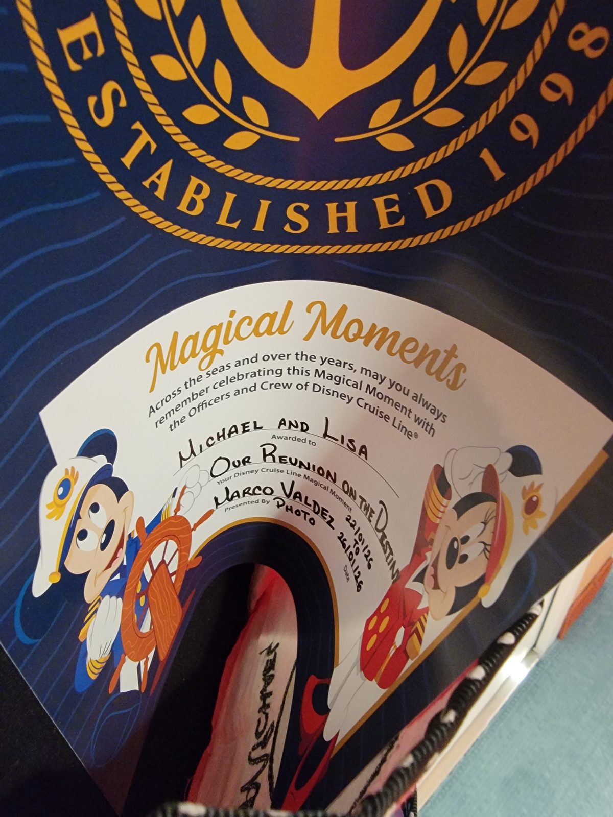 Magical Moments card signed for Michael and Lisa
