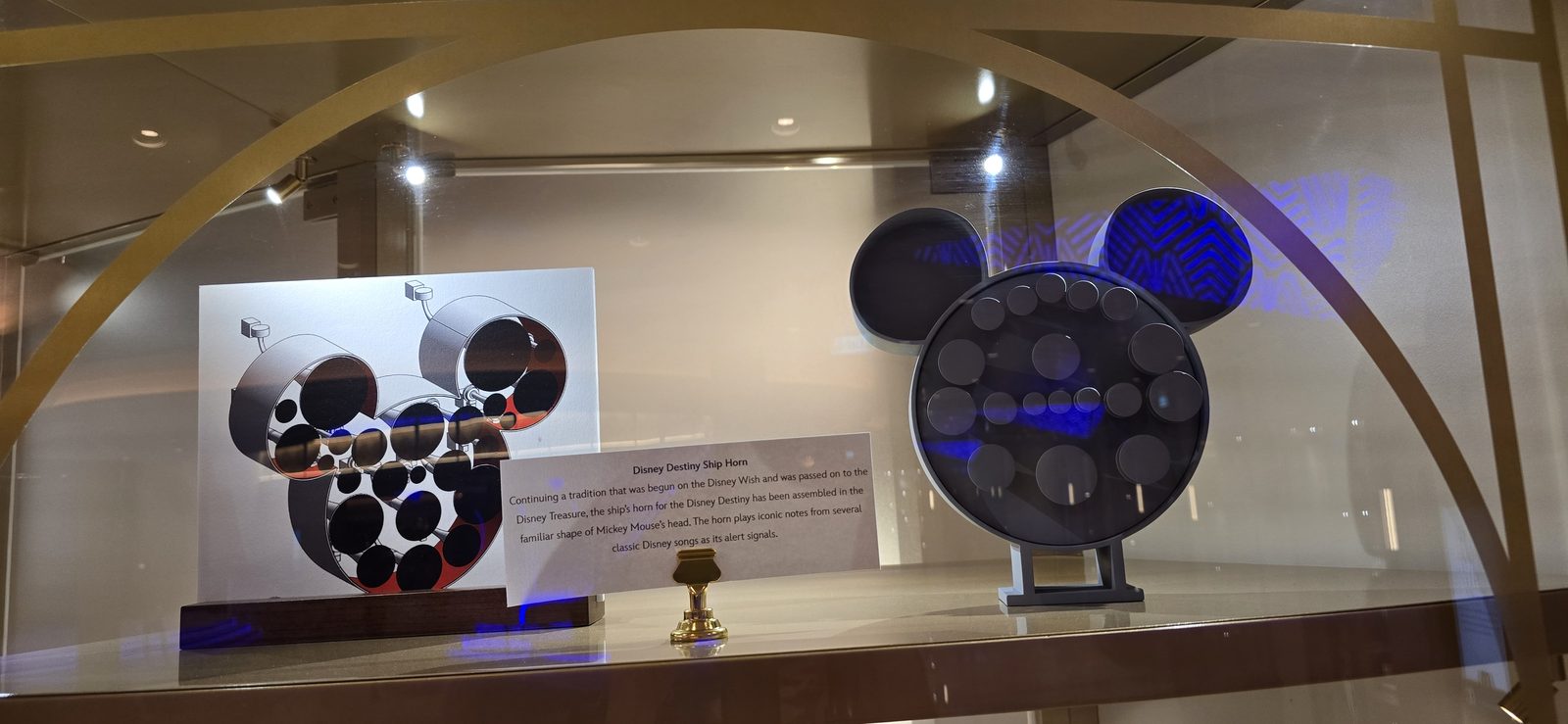 A model of the Mickey Horn in the display case
