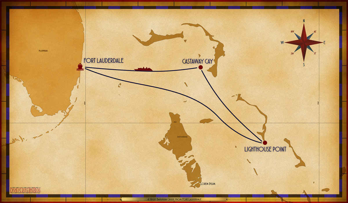 Itinerary map courtesy of DisneyCruiseLineBlog.com