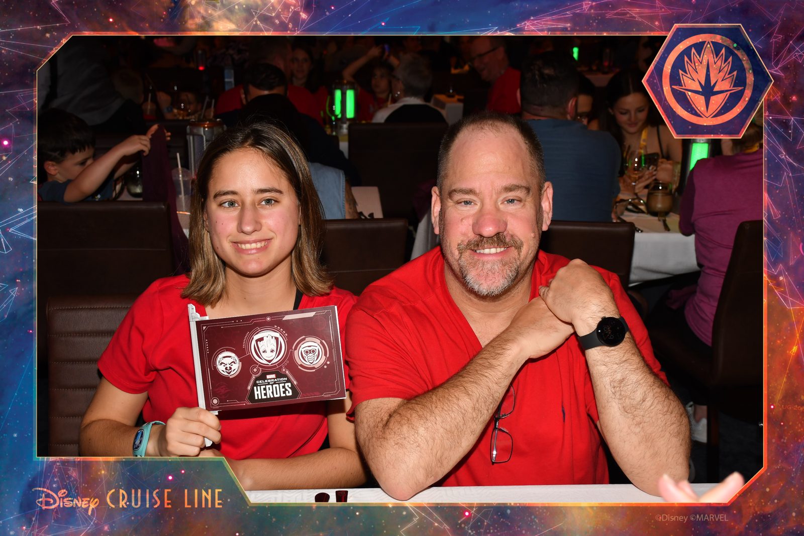 Michael and Lisa at the Worlds of Marvel backdrop